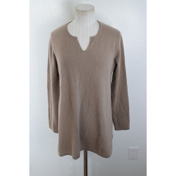 Frontgate Luxury Women’s Size S/M 100% Cashmere Sweater V Neck Long Sleeve Brown - Picture 1 of 4